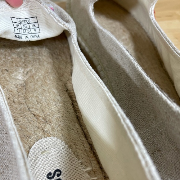Soludos Espadrilles Shoes Embroidered Canvas Rainbow Tan Neutral Flats Womens 11 - Picture 15 of 16